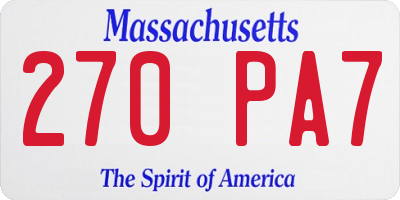 MA license plate 270PA7