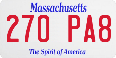 MA license plate 270PA8