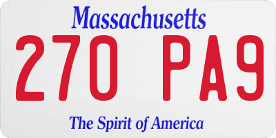 MA license plate 270PA9