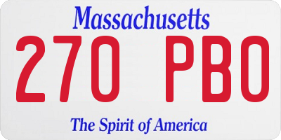 MA license plate 270PB0