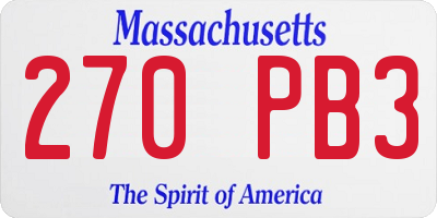 MA license plate 270PB3