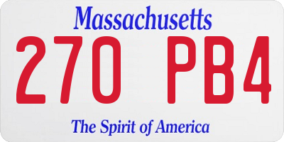 MA license plate 270PB4