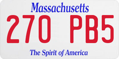MA license plate 270PB5