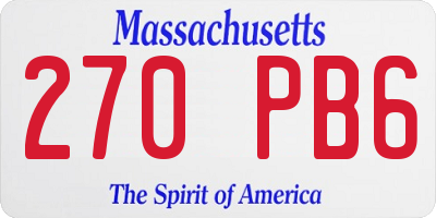 MA license plate 270PB6