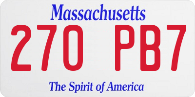 MA license plate 270PB7