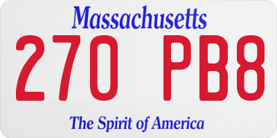 MA license plate 270PB8