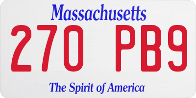 MA license plate 270PB9