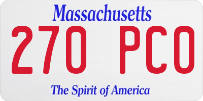 MA license plate 270PC0