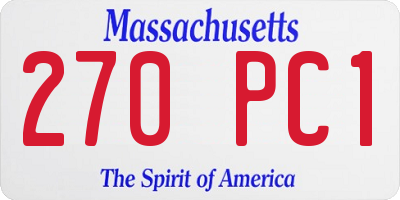 MA license plate 270PC1