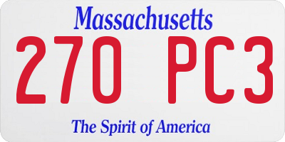MA license plate 270PC3
