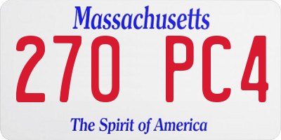 MA license plate 270PC4