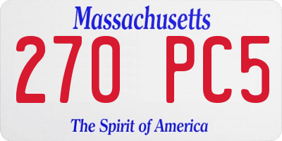 MA license plate 270PC5
