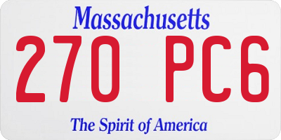 MA license plate 270PC6