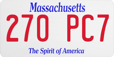 MA license plate 270PC7