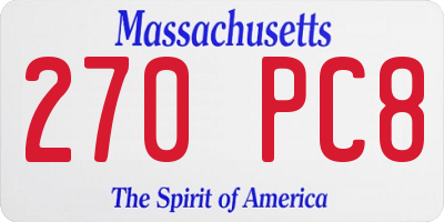 MA license plate 270PC8