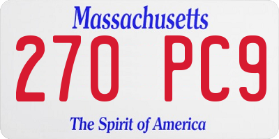 MA license plate 270PC9