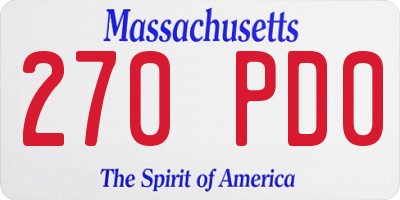 MA license plate 270PD0
