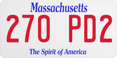 MA license plate 270PD2