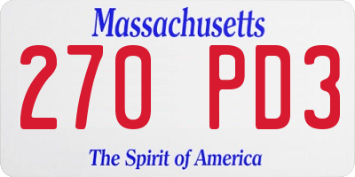 MA license plate 270PD3