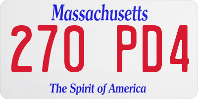 MA license plate 270PD4