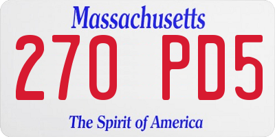 MA license plate 270PD5