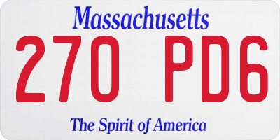MA license plate 270PD6
