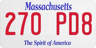 MA license plate 270PD8