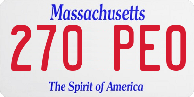 MA license plate 270PE0