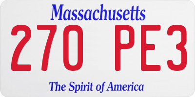 MA license plate 270PE3