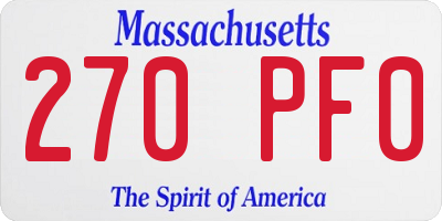 MA license plate 270PF0
