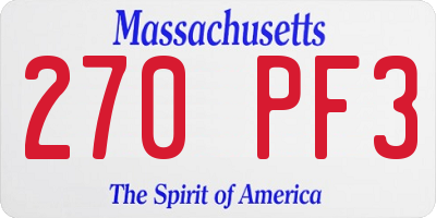 MA license plate 270PF3