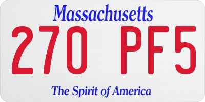 MA license plate 270PF5