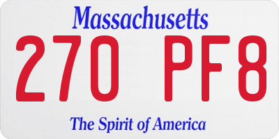 MA license plate 270PF8