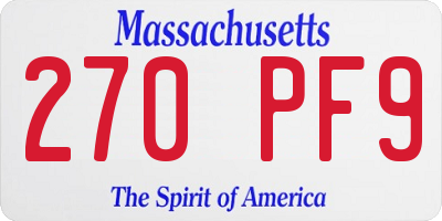 MA license plate 270PF9