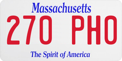 MA license plate 270PH0