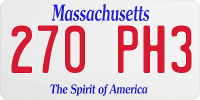 MA license plate 270PH3