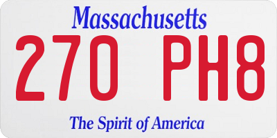 MA license plate 270PH8