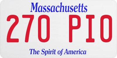 MA license plate 270PI0