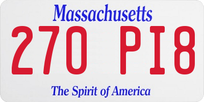 MA license plate 270PI8