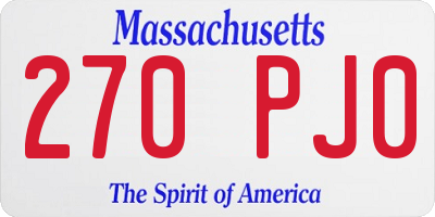 MA license plate 270PJ0