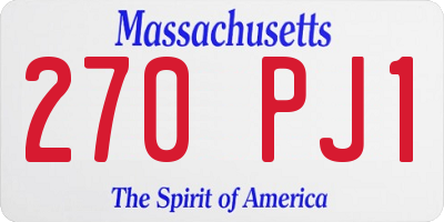 MA license plate 270PJ1