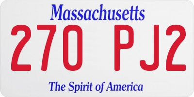 MA license plate 270PJ2