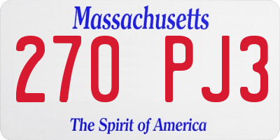 MA license plate 270PJ3