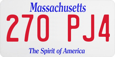 MA license plate 270PJ4