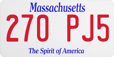 MA license plate 270PJ5