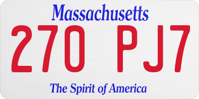 MA license plate 270PJ7