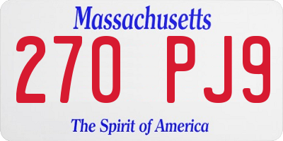MA license plate 270PJ9