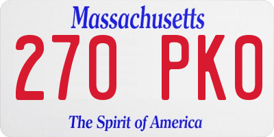MA license plate 270PK0