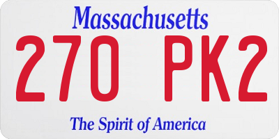 MA license plate 270PK2
