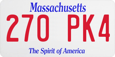 MA license plate 270PK4